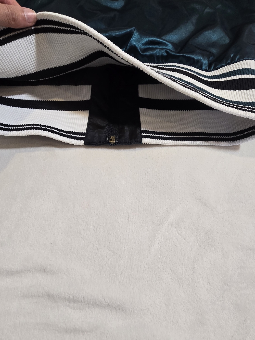 ​Vtg Reebok Philadelphia Eagles Reversible Satin Jacket Midnight Green NFL - Picture 8 of 10